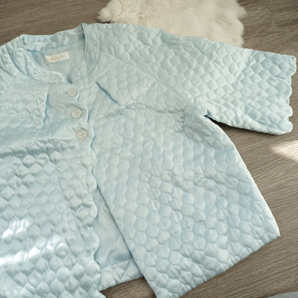 Baby blue 50's bedcoat by Dainty Puff M